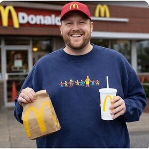 Vtg McDonalds McKids Sweatshirt Ronald Hamburglar Embroidered Mens XL Retro 90s